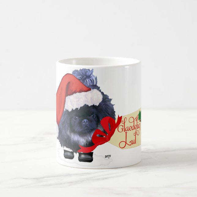 Pekingese Puppy Christmas Kaffeetasse (Mittel)