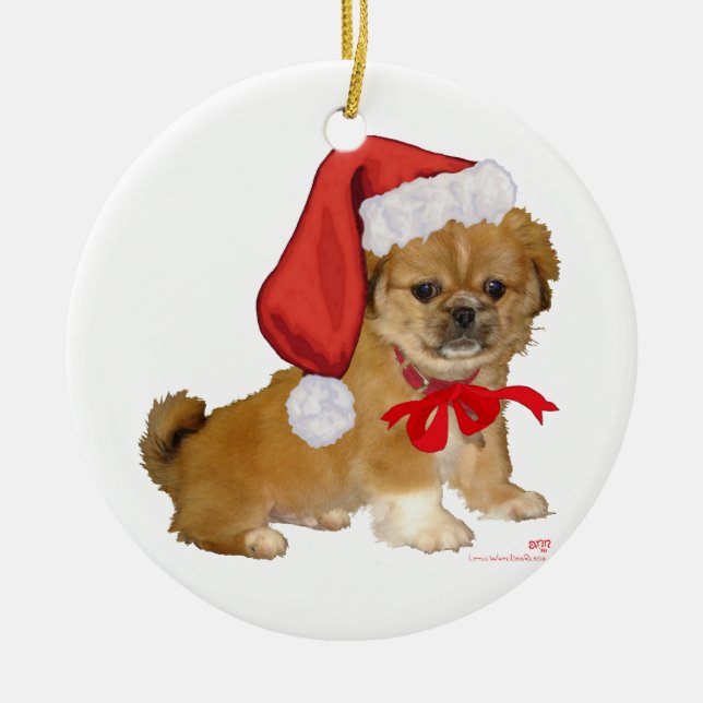 Pekingese Puppy Christmas Keramik Ornament (Vorne)