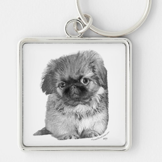Pekingese Puppy Schlüsselanhänger (Vorne)