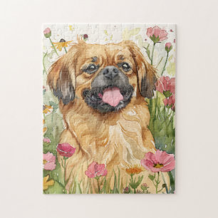 Pekingese Puzzle – Wasserfarben-Hundekunst