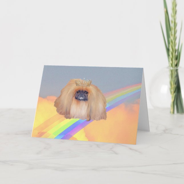 Pekingese Rainbow Karte (Vorderseite)