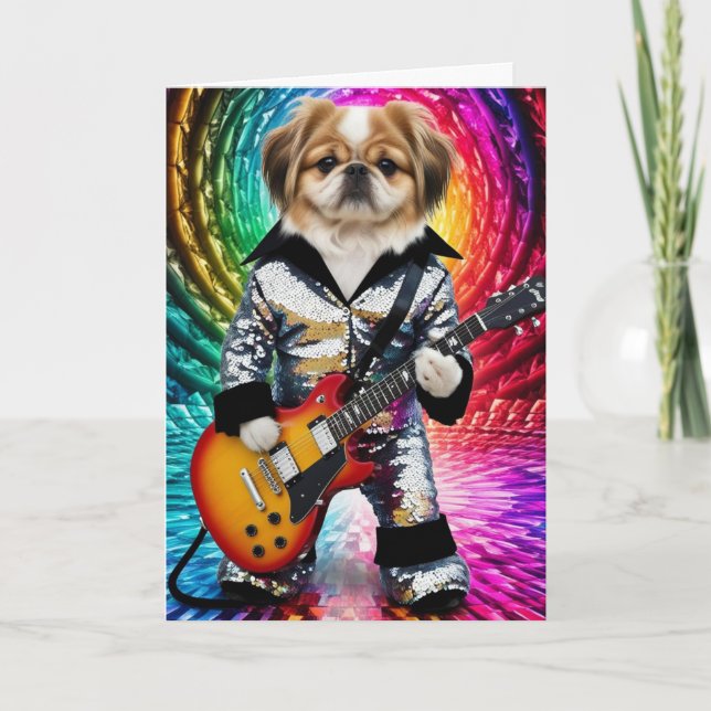 Pekingese Rock Star Karte (Vorderseite)