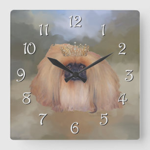 Pekingese Royal Quadratische Wanduhr