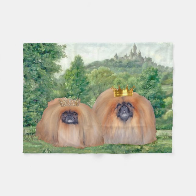 Pekingese Royalty Fleecedecke (Vorderseite (Horizontal))