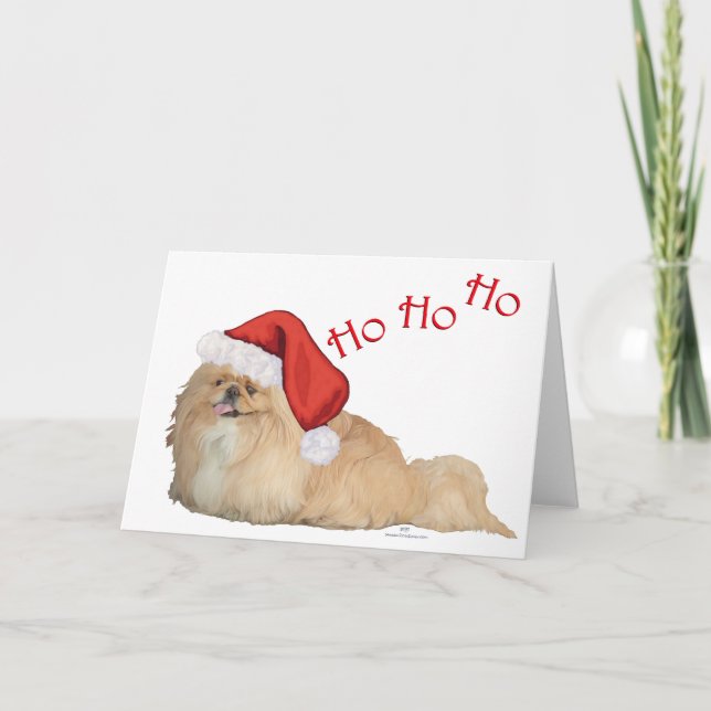 Pekingese Santa Claus Feiertagskarte (Vorderseite)