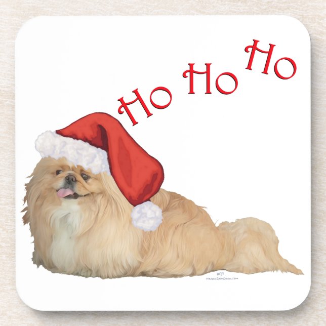Pekingese Santa Claus Getränkeuntersetzer (Vorderseite)