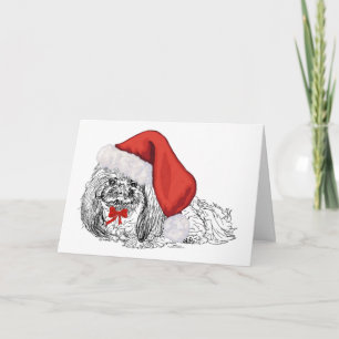 Pekingese-Santa-Skizze Feiertagskarte