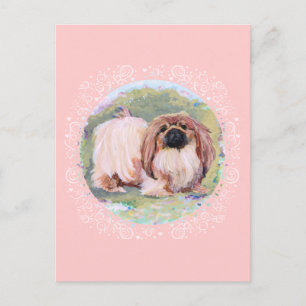 Pekingese Schön in Rosa Postkarte