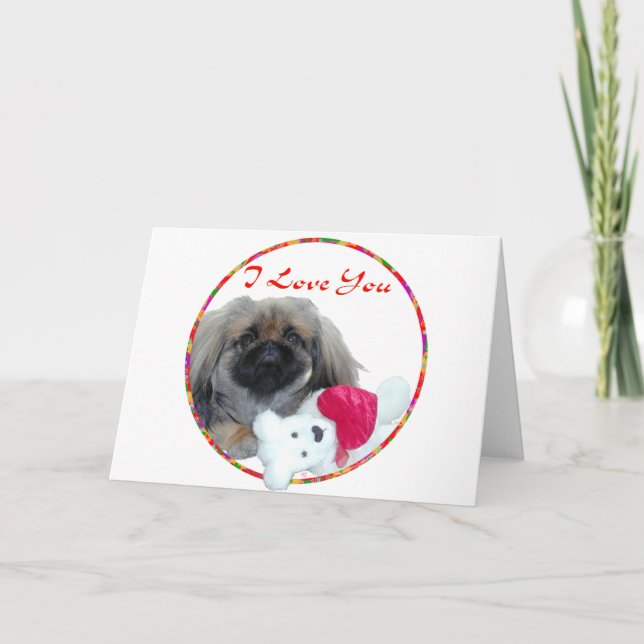 Pekingese Valentine Feiertagskarte (Vorderseite)