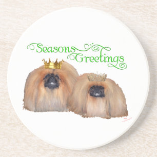 Pekingese Weihnachten Sandstein Untersetzer