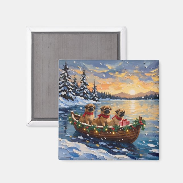 Pekingese Weihnachtsboot-Feiertag Magnet (Vorderseite/Rückseite)
