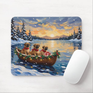Pekingese Weihnachtsboot-Feiertag Mousepad