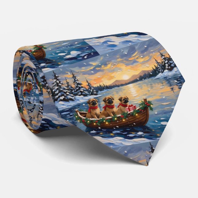 Pekingese Weihnachtsboot Urlaub Krawatte (Gerollt)