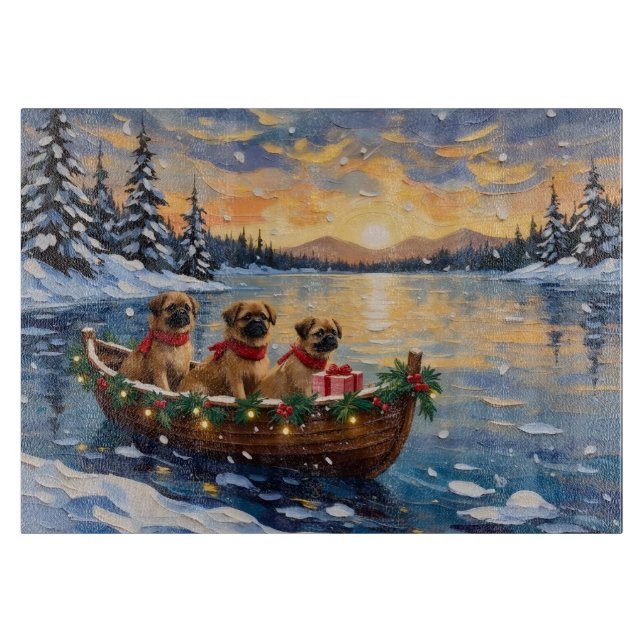 Pekingese Weihnachtsboot Urlaub Schneidebrett (Vorderseite)