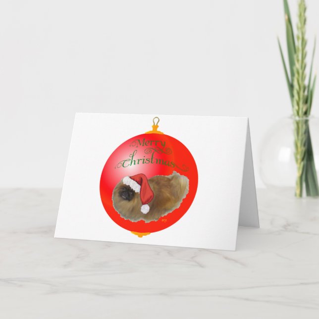 Pekingese Weihnachtsdekoration Feiertagskarte (Vorderseite)