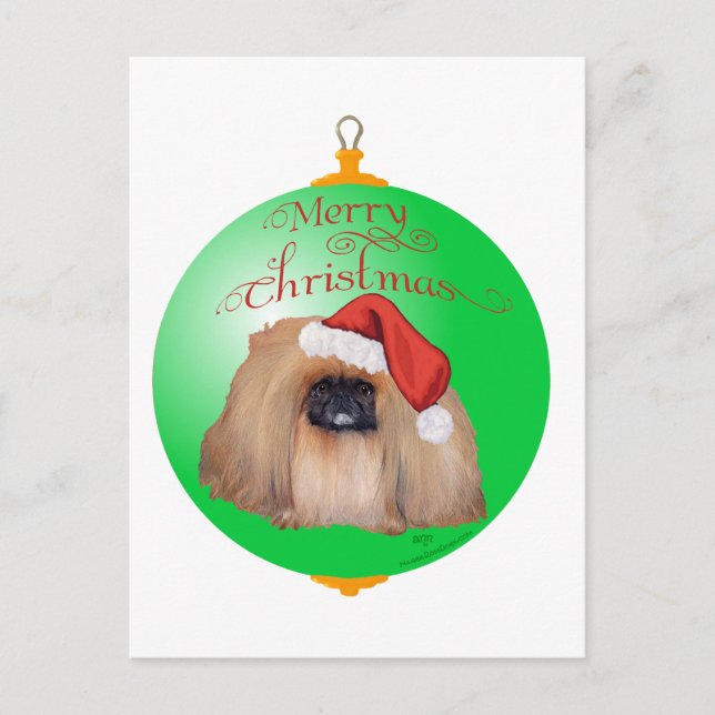 Pekingese Weihnachtsdekoration Feiertagspostkarte (Vorderseite)