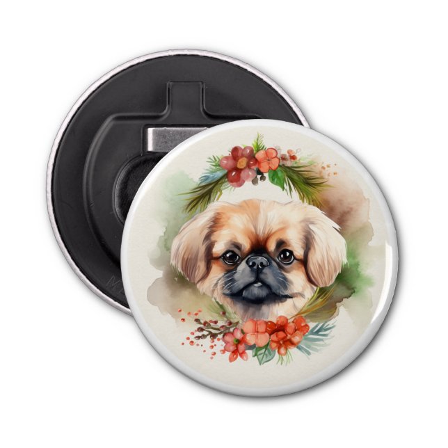 Pekingese Weihnachtsfeier Festliche Jungfrau Flaschenöffner (Vorderseite)