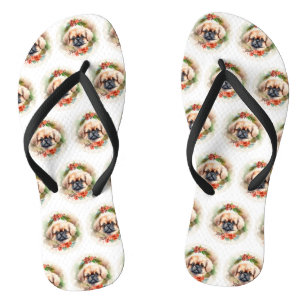 Pekingese Weihnachtsfeier Festliche Jungfrau Flip Flops