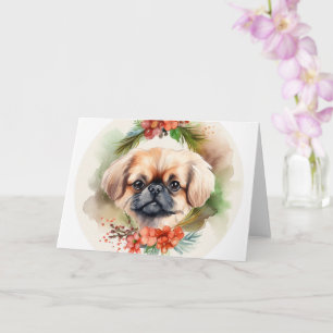 Pekingese Weihnachtsfeier Festliche Jungfrau Karte