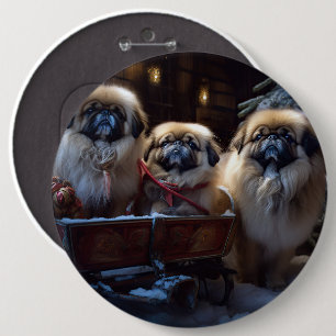 Pekingese Weihnachtsfeiertage Button