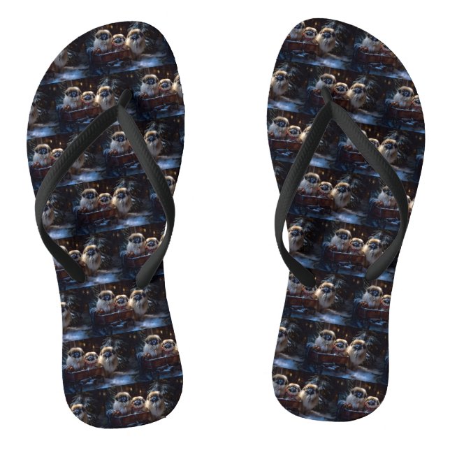 Pekingese Weihnachtsfeiertage Flip Flops (Fußbett)