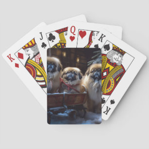 Pekingese Weihnachtsfeiertage Spielkarten