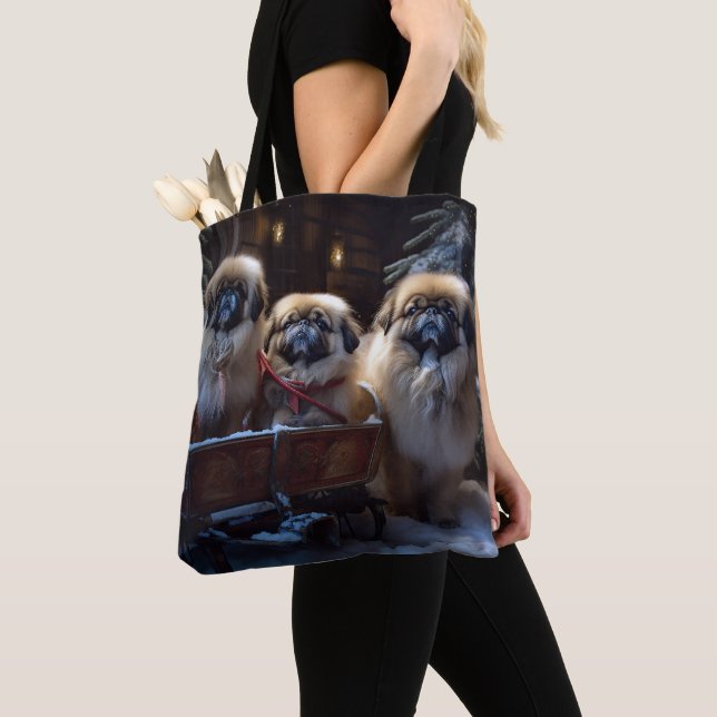 Pekingese Weihnachtsfeiertage Tasche (Von Nahem)