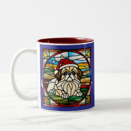 Pekingese Weihnachtsglas Zweifarbige Tasse