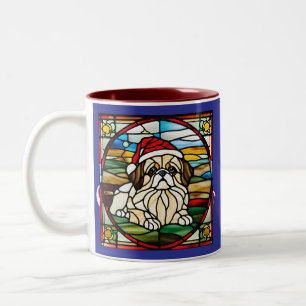 Pekingese Weihnachtsglas Zweifarbige Tasse