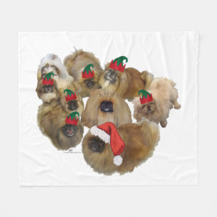 Pekingese Weihnachtsgruppe Fleecedecke