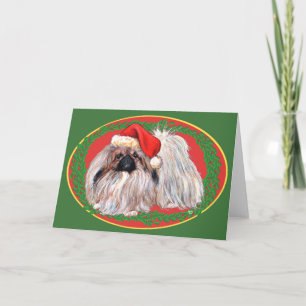 Pekingese-Weihnachtsgrußkarte Feiertagskarte
