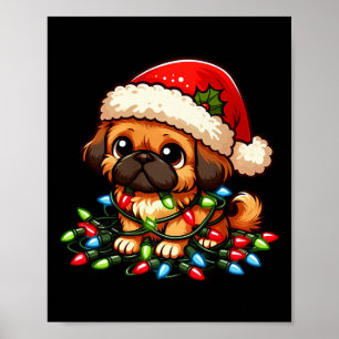Pekingese Weihnachtslicht Hund Funny Xmas Poster