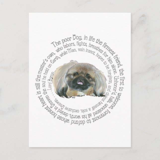 Pekingese Weisheit - und Lord Byrons Klage Postkarte (Vorderseite)
