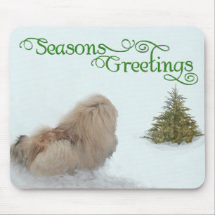 Pekingese-Welpe erstes Weihnachten Mousepad