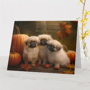 Pekingese Welpe Herbst Delight Pumpen Karte
