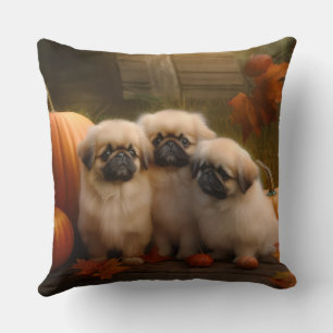 Pekingese Welpe Herbst Delight Pumpen Kissen
