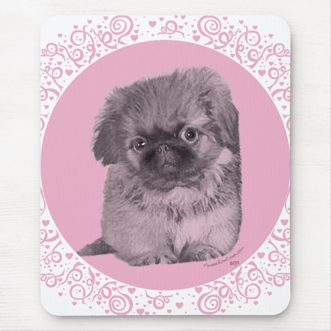 Pekingese Welpe in Pink Mousepad (Vorne)