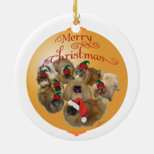 Pekingeser Gruppenornament Keramik Ornament