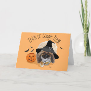 Pekingeser Halloween-Grußkarte Karte