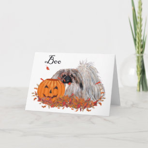 Pekingeser Halloween-Grußkarte Karte