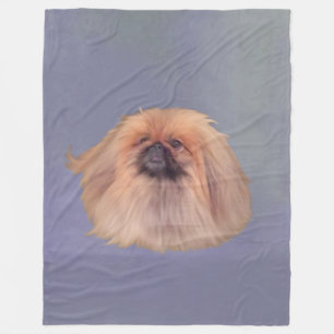 Pekingeser Hund auf Blau Fleecedecke