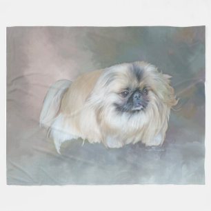 Pekingeser Hund auf Taupe Fleecedecke
