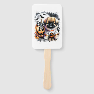 Pekingeser-Hund Halloween-Quadrat Fächer