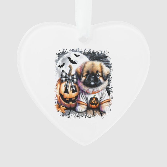 Pekingeser Hund Halloween Quadrat Ornament (Vorderseite)