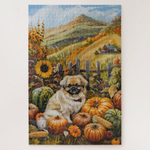 Pekingeser Hund Herbsternte Erntedankfest