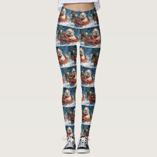 Pekingeser Hund im Schlitten Lass es schneien Weih Leggings