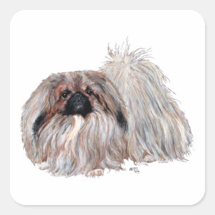 Pekingeser Hund stehend Quadratischer Aufkleber