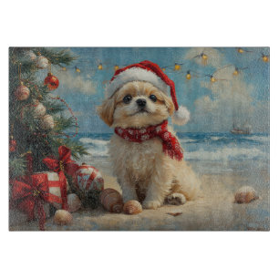 Pekingeser Hund Weihnachten Vintage Strand Schneidebrett