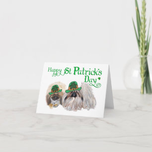 Pekingeser Hunde feiern St. Patrick's Day Karte