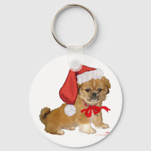 Pekingeser Welpe Weihnachten Schlüsselanhänger